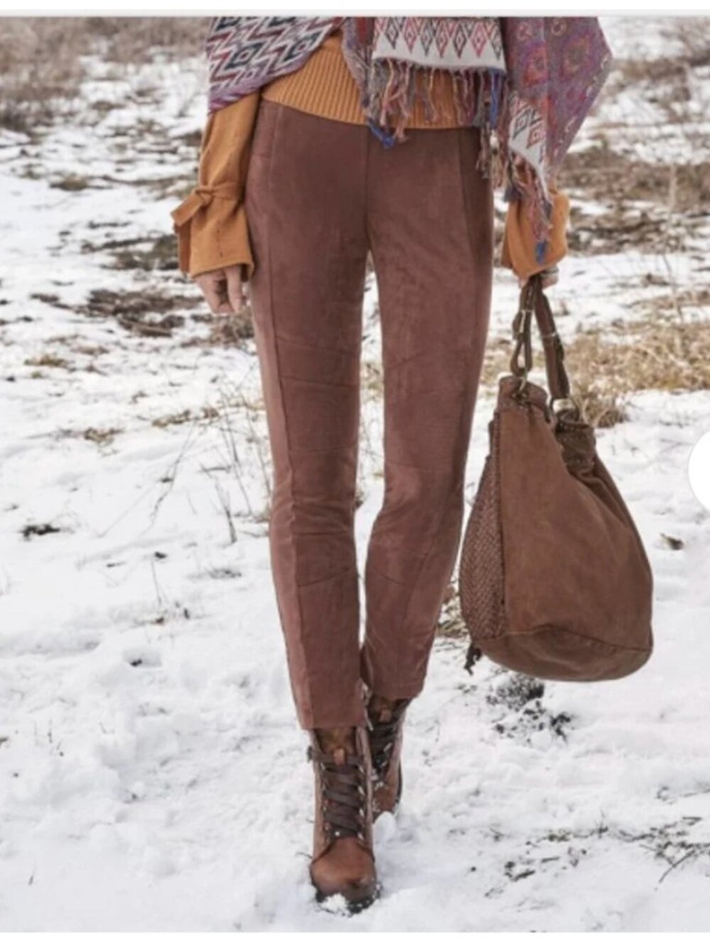 Sundance Luxe Dreams Faux Suede Moto Leggings Size 6